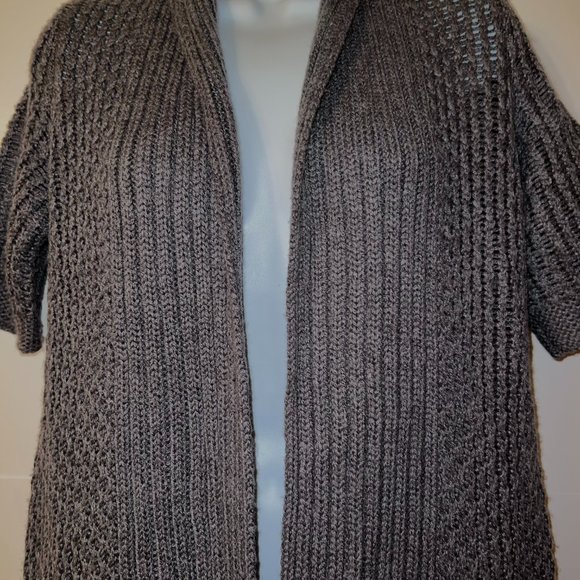 BANANA REPUBLIC Slate Gray Knit Open Front Sweater Pockets EUC XS - Picture 4 of 6